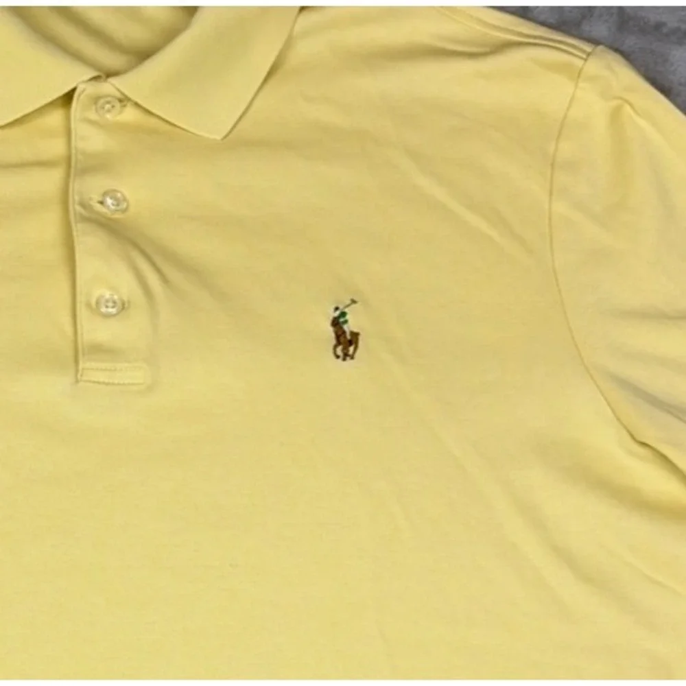 Polo Ralph Lauren Polo Shirt Mens Medium Yellow Classic Fit Short Sleeve Pony